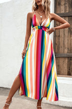 Load image into Gallery viewer, Multicolored Stripe Crisscross Backless Dress
