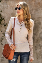 Load image into Gallery viewer, Crochet Lace Hem Sleeve Button Top
