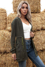 Load image into Gallery viewer, Drawstring Open Front Slit Hooded Cardigan
