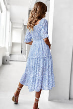 Load image into Gallery viewer, Ditsy Floral Off-Shoulder Smocked Midi Dress
