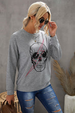 Load image into Gallery viewer, Halloween Skull and Lightning Graphic Tee
