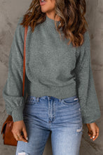 Load image into Gallery viewer, Ribbed Trim Balloon Sleeve Sweater
