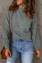 Load image into Gallery viewer, Ribbed Trim Balloon Sleeve Sweater
