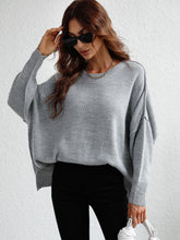 Load image into Gallery viewer, Exposed Seam Dropped Shoulder Slit Sweater
