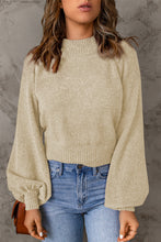 Load image into Gallery viewer, Ribbed Trim Balloon Sleeve Sweater
