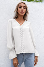 Load image into Gallery viewer, Lace Trim Flounce Sleeve Blouse
