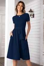 Load image into Gallery viewer, Belted Tee Dress With Pockets
