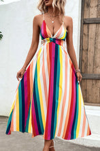 Load image into Gallery viewer, Multicolored Stripe Crisscross Backless Dress

