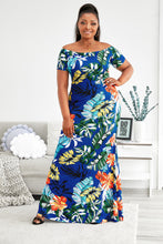 Load image into Gallery viewer, Plus Size Floral Off-Shoulder Short Sleeve Fishtail Dress
