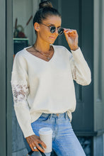 Load image into Gallery viewer, Lace Sleeve Drop Shoulder Sweater
