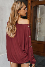 Load image into Gallery viewer, One Shoulder Button Long Sleeve Top

