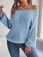 Load image into Gallery viewer, Openwork Off-Shoulder Long Sleeve Sweater
