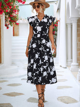 Load image into Gallery viewer, Floral Frill Trim V-Neck Tiered Midi Dress
