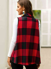Load image into Gallery viewer, Plaid Open Front Sleeveless Cardigan
