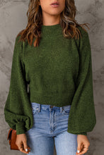 Load image into Gallery viewer, Ribbed Trim Balloon Sleeve Sweater
