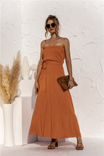 Load image into Gallery viewer, Strapless Tie Waist Tiered Maxi Dress
