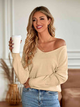 Load image into Gallery viewer, V-Neck Long Sleeve Ribbed Trim Sweater
