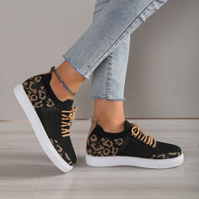Load image into Gallery viewer, Lace-Up Leopard Flat Sneakers
