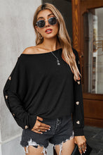 Load image into Gallery viewer, One Shoulder Button Long Sleeve Top
