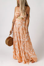 Load image into Gallery viewer, Floral Strapless Sweetheart Neck Cutout Dress
