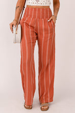Load image into Gallery viewer, Striped High Waist Smocked Straight Leg Pants
