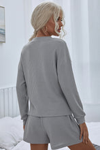 Load image into Gallery viewer, Waffle Button Front Top and Shorts Lounge Set
