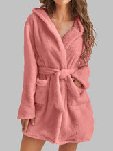 Load image into Gallery viewer, Tie Waist Hooded Robe
