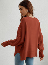 Load image into Gallery viewer, Exposed Seam Dropped Shoulder Slit Sweater
