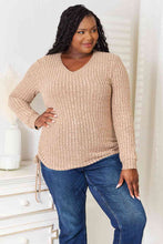 Load image into Gallery viewer, Double Take Drawstring Ribbed Long Sleeve T-Shirt
