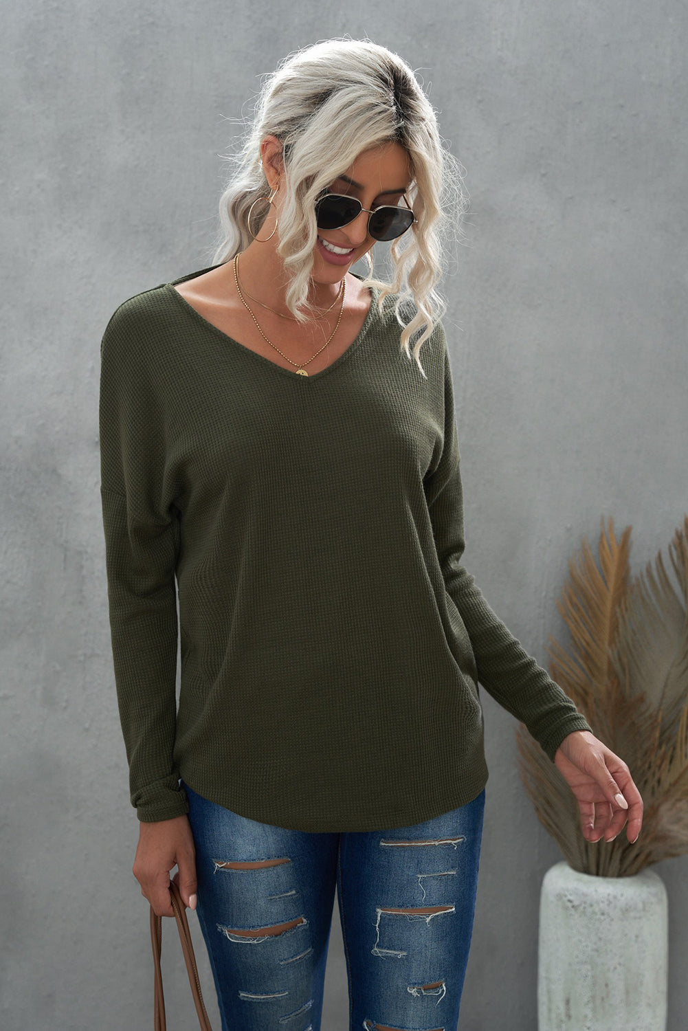 Twist Back Long Sleeve Knitted Top