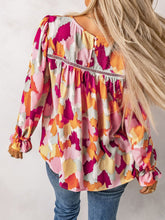 Load image into Gallery viewer, Printed Flounce Sleeve Buttoned Blouse
