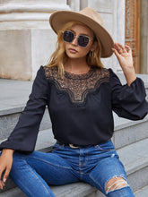 Load image into Gallery viewer, Lace Yoke Puff Sleeve Blouse
