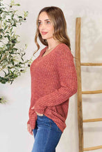 Load image into Gallery viewer, Double Take Ribbed V-Neck Long Sleeve T-Shirt
