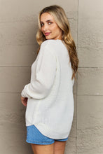 Load image into Gallery viewer, Zenana Cozy Season High Low Waffle Sweater Pullover in Ivory
