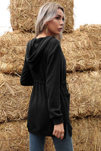 Load image into Gallery viewer, Drawstring Open Front Slit Hooded Cardigan

