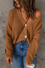 Load image into Gallery viewer, V-Neck Dropped Shoulder Cardigan
