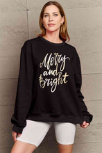 Load image into Gallery viewer, Simply Love Full Size MERRY AND BRIGHT Graphic Sweatshirt
