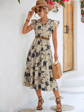 Load image into Gallery viewer, Floral Frill Trim V-Neck Tiered Midi Dress
