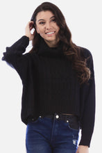 Load image into Gallery viewer, Solid Cable Trim Crop Sweater
