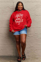 Load image into Gallery viewer, Simply Love Full Size MERRY AND BRIGHT Graphic Sweatshirt
