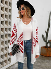 Load image into Gallery viewer, Geometric Fuzzy Hooded Cardigan
