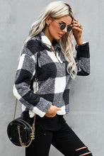 Load image into Gallery viewer, Plaid Zip Collar Plush Pullover Sweatshirt
