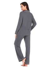 Load image into Gallery viewer, Collared Neck Long Sleeve Loungewear Set with Pockets
