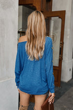 Load image into Gallery viewer, One Shoulder Button Long Sleeve Top
