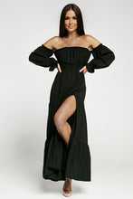 Load image into Gallery viewer, Off-Shoulder Smocked Split Tiered Maxi Dress
