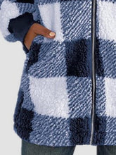 Load image into Gallery viewer, Plaid Zip Up Hooded Jacket with Pockets
