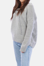 Load image into Gallery viewer, Lace Up Solid Shaker Knit Sweater
