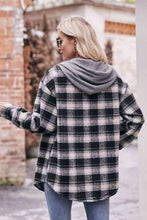 Load image into Gallery viewer, Plaid Dropped Shoulder Hooded Longline Jacket

