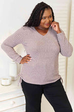 Load image into Gallery viewer, Double Take Drawstring Ribbed Long Sleeve T-Shirt
