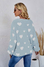 Load image into Gallery viewer, Heart Print Fuzzy Crewneck Long Sleeve Sweater
